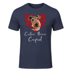 AIREDALE TERRIER Cuter Than Cupid Disant Saint Valentin in Heather Navy - front view