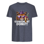 Donut Princess Cat Meme Tee – Kawaii Funny Cartoon Style T-Shirt in Heather Navy - back view