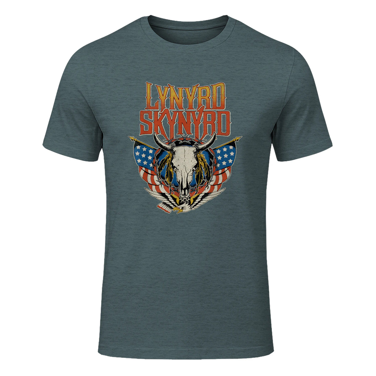 Lynyrd Skynyrd - Americana Steer Skull T-Shirt in Dark Heather - front view