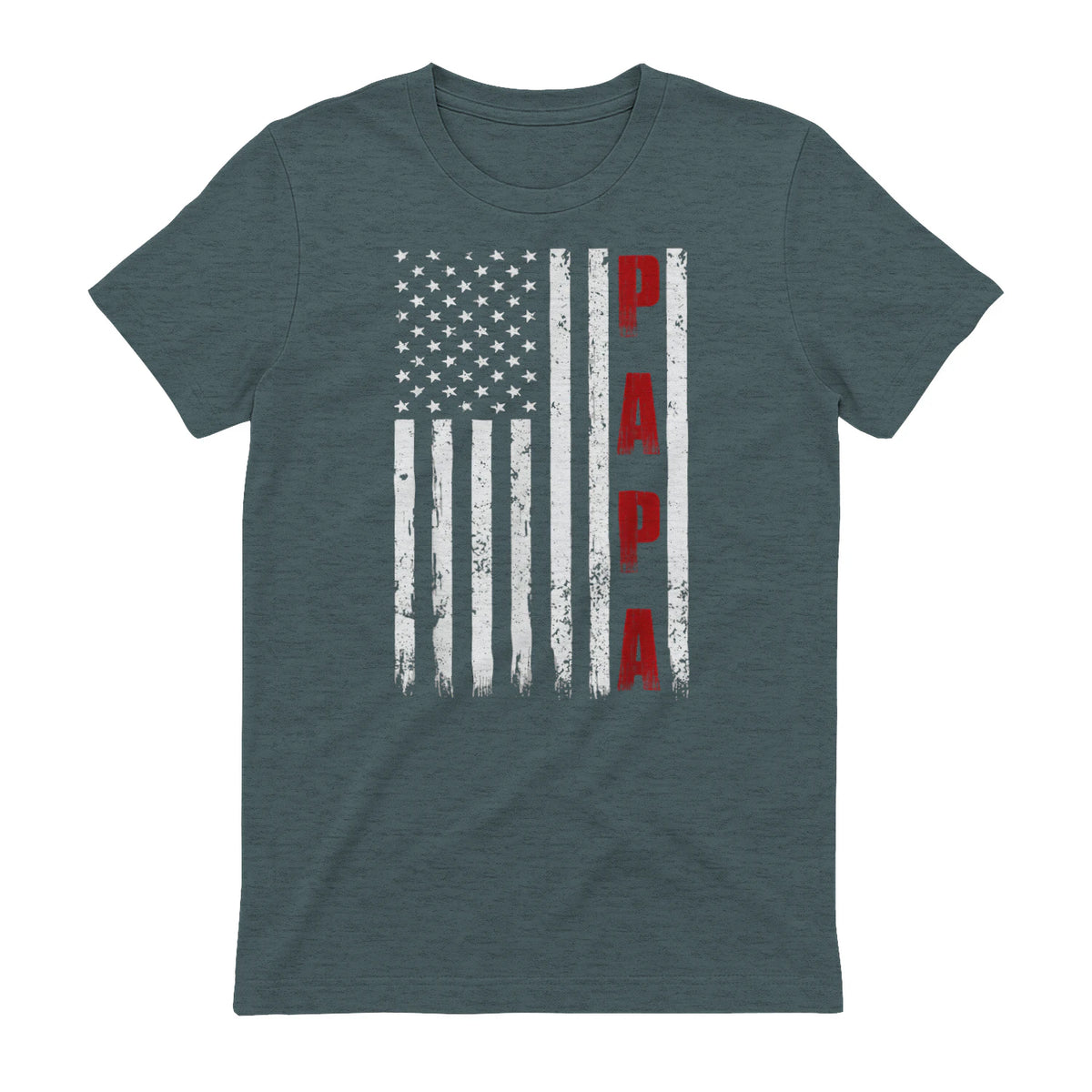 Proud Papa Flag Funny Father's Day from Grandchildren T-Shirt in Dark Heather - back view
