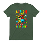 Puzzle Autism Awareness Autistic Support in Military Green - back view