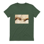 Creation of Adam Michelangelo Die Erschaffung Adams Kunst in Military Green - back view