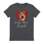 AIREDALE TERRIER Cuter Than Cupid Disant Saint Valentin in Charcoal - back view