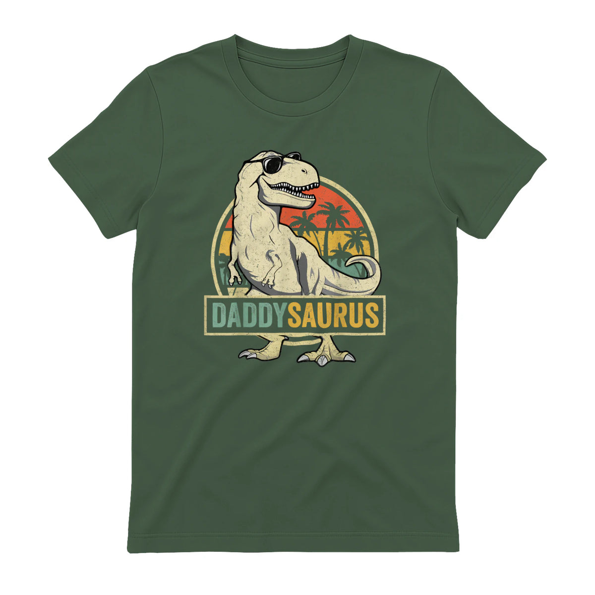 Daddysaurus T Rex Dinosaur Daddy Saurus Family Matching in Military Green - back view