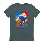 Distressed Baseball Boys Ice Cream Drip Baseball Boys Youth T-Shirt in Dark Heather - back view