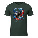 Patriotic Eagle and Flag Anniversary T-Shirt in Forest Green - front view