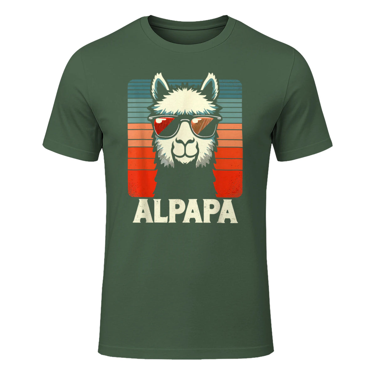 Bester Papa Alpapa Alpaka Frischgebackener Papa Vatertag T-Shirt in Military Green - front view