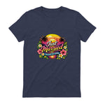 Couple de Jeunes mariés drôle Just Married Tropical Honeymoon in Heather Navy - back view
