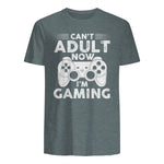 I Can't Adult Now I'm Gaming Gamer Console T-Shirt in Dark Heather - back view