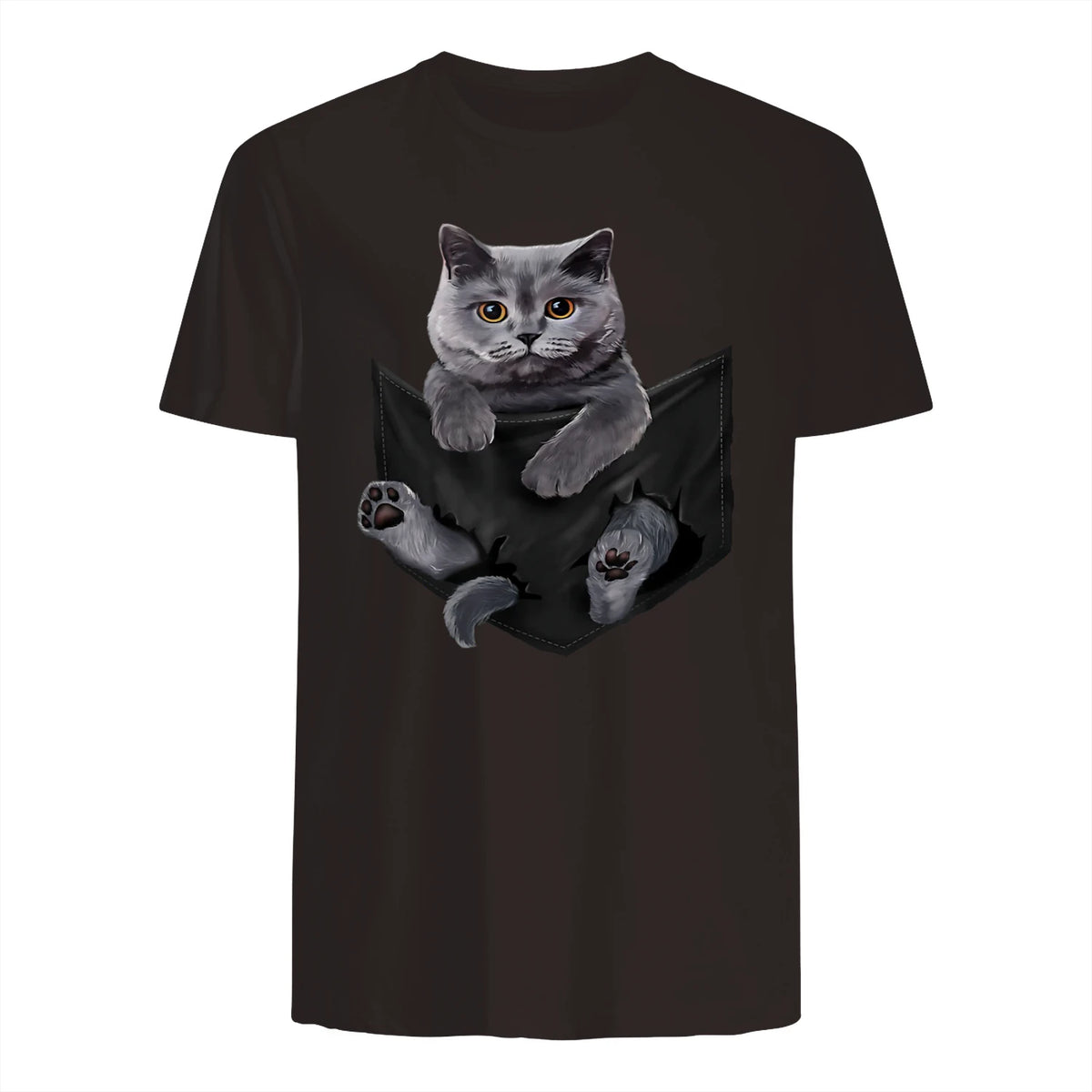 Cat Lovers British Shorthair In Pocket Fun Kitten in Dark Chocolate - back view
