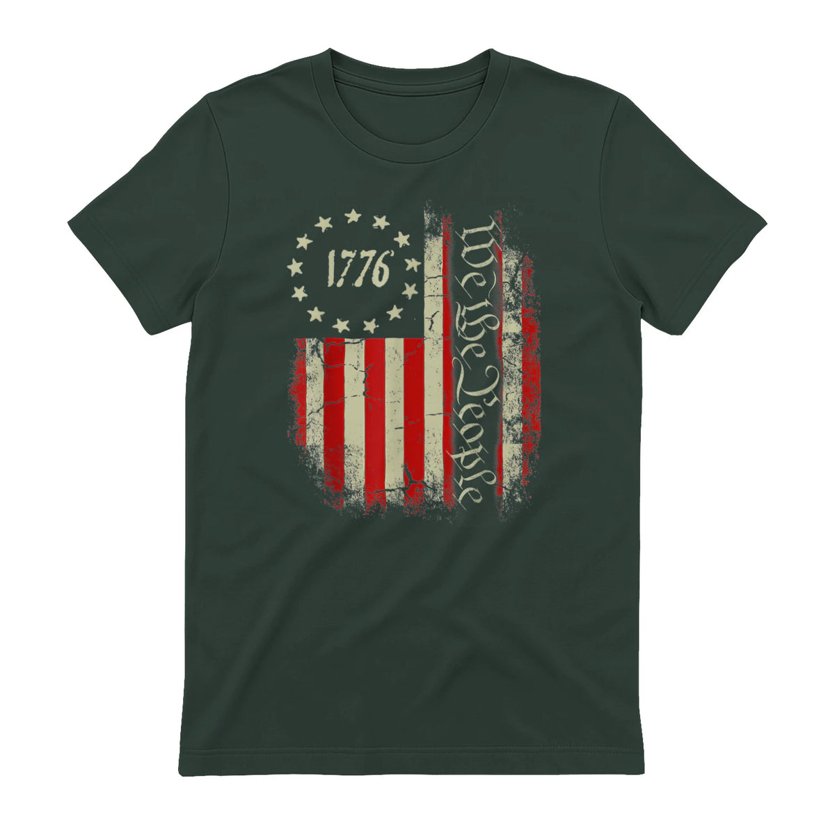 USA Patriotic Fourth of July America T-Shirt in Forest Green - back view
