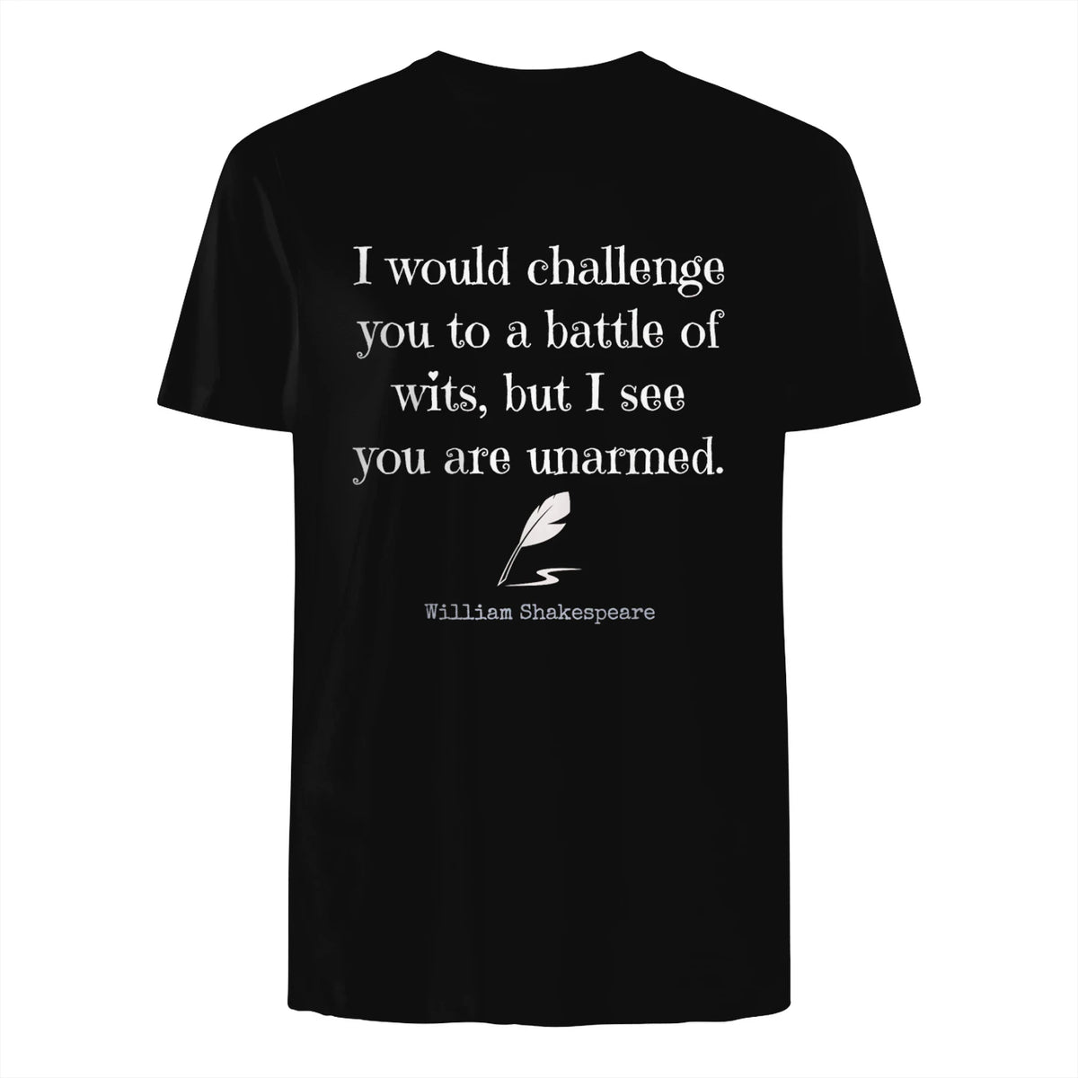 William Shakespeare Quote English Literature & Classic Plays in Black - back view