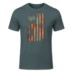 Lamb of God Pure American Metal Flag T-Shirt in Dark Heather - front view