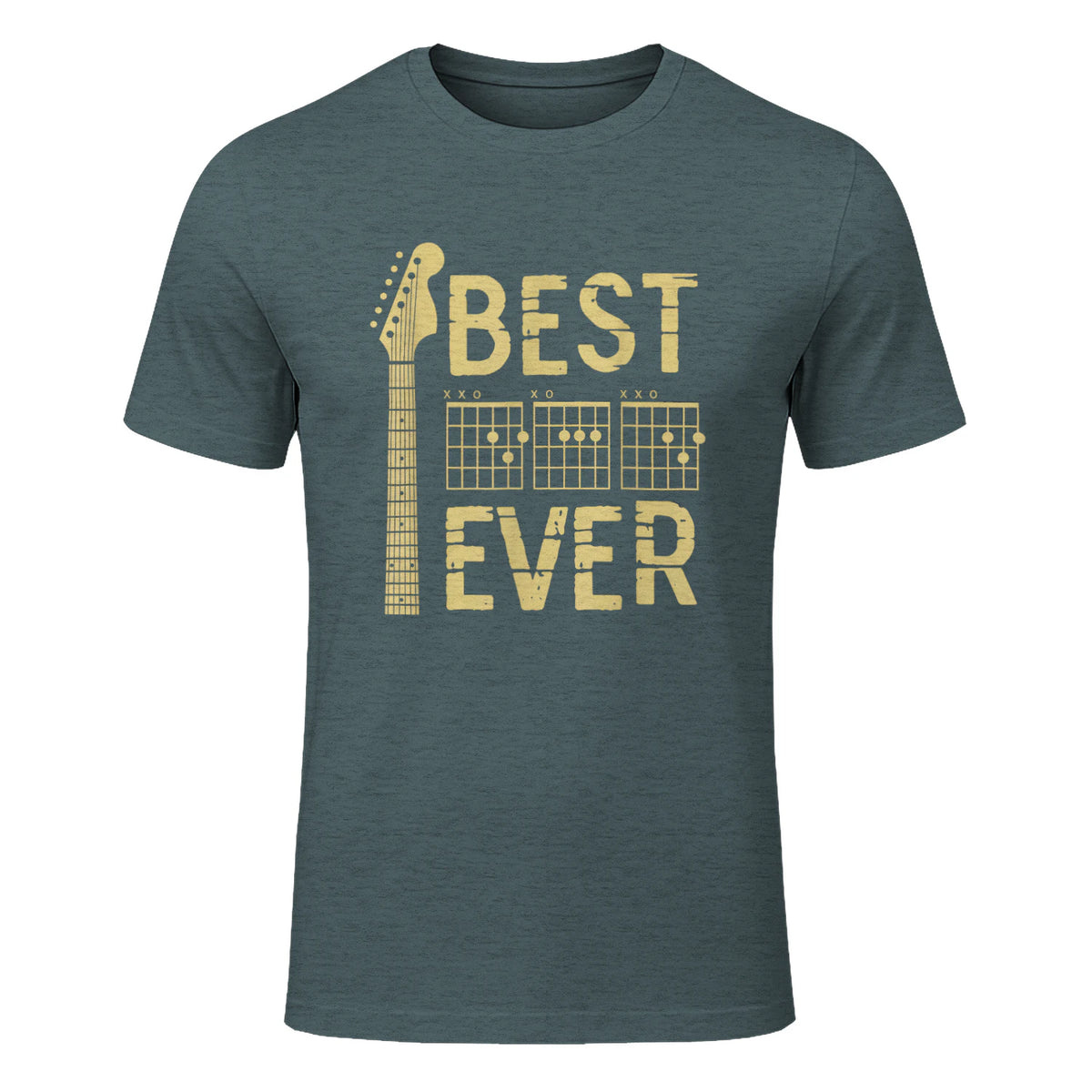 Best Dad Ever Guitar Chord T-Shirt in Dark Heather - front view