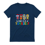 Dare to Be Yourself Autism Awareness Superheroes in Navy - back view