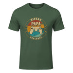 Nouveau Papa Parents Humour Gamer Nouvelle Naissance Annonce T-Shirt in Military Green - front view