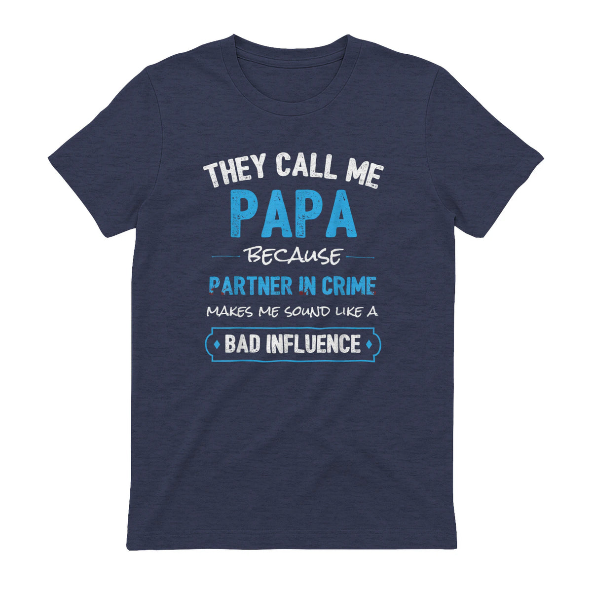 Funny Grandpa Papa Partner in Crime Dad in Heather Navy - back view