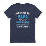 Funny Grandpa Papa Partner in Crime Dad in Heather Navy - back view