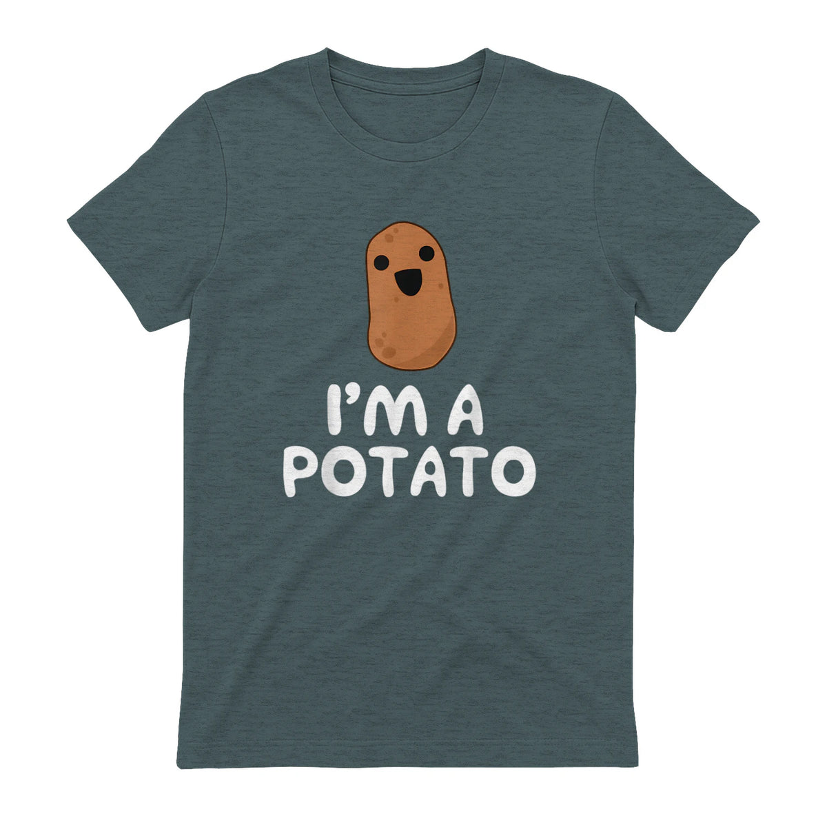 I'm A Potato - Funny Potato Shirt, Vegetable Food Gag Gift in Dark Heather - back view