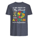 A Big Piece of My Heart Has Autism and He's My Grandson in Heather Navy - back view