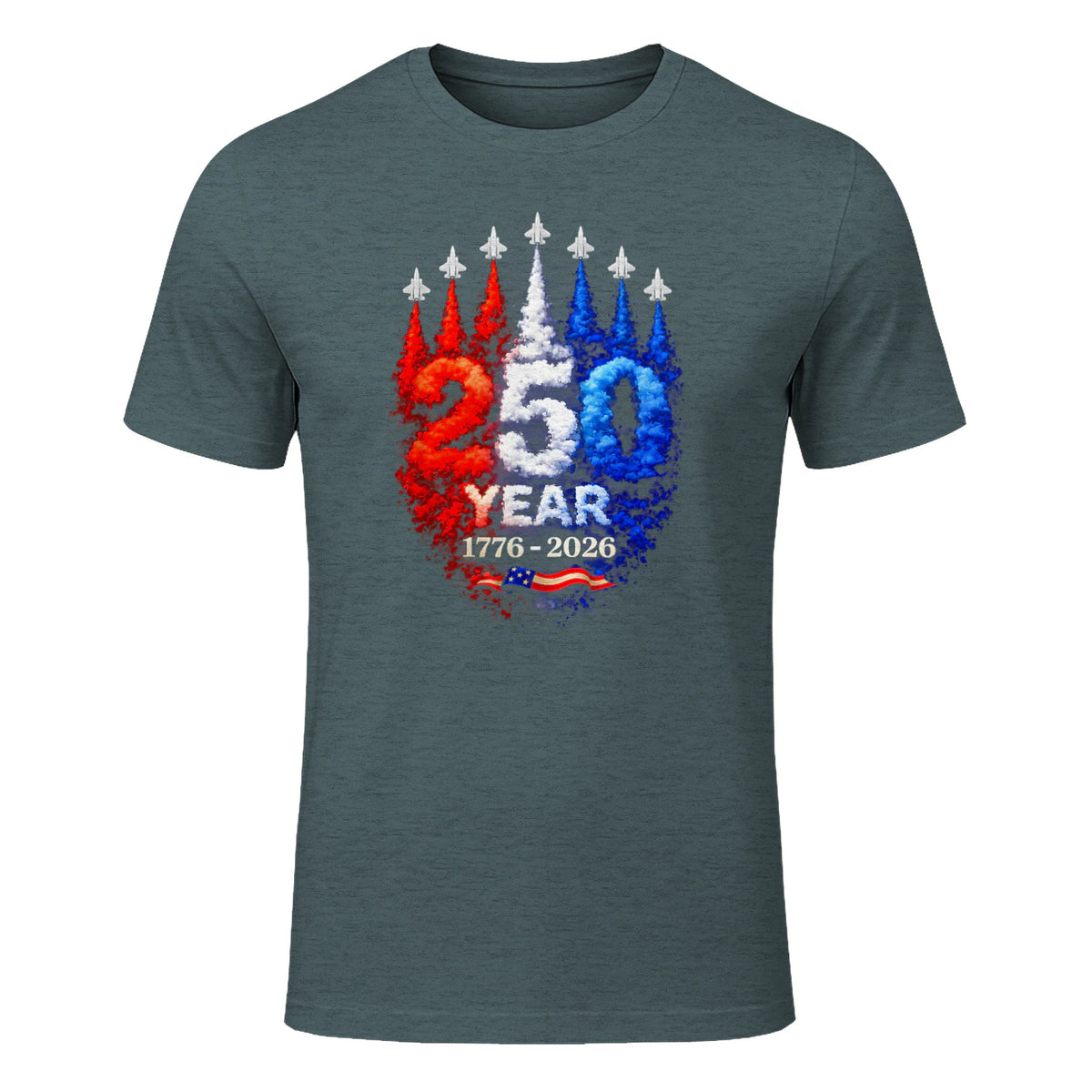 American Patriotic Fourth of July Anniversary T-Shirt in Dark Heather - front view