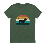 Basset Hound rétro Amant Vintage Sunset Dog & Puppy in Military Green - back view