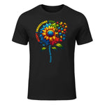 Autism Sunflower Awareness T-Shirt in Black - front view