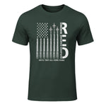Remember Everyone Deployed RED Friday Military American Flag T-Shirt in Forest Green - front view