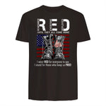 On Friday We Wear Red Military R.E.D Friday Military Remember Everyone Deployed Unisex-Adults US Flag T-Shirt Black Smal in Dark Chocolate - back view
