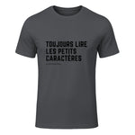 Toujours Lire Les Petits Caractères Futur Je Vais Être Papa T-Shirt in Charcoal - front view