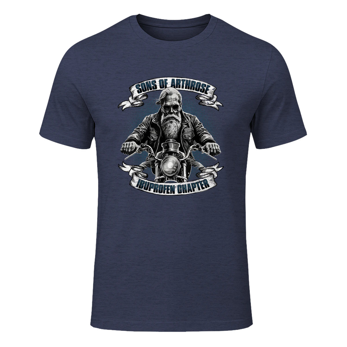 Lustiger Biker Spruch für den alten Mann - Sons of Arthrose - Ibuprofen Chapter Biker Motorradfahrer für ältere in Heather Navy - front view