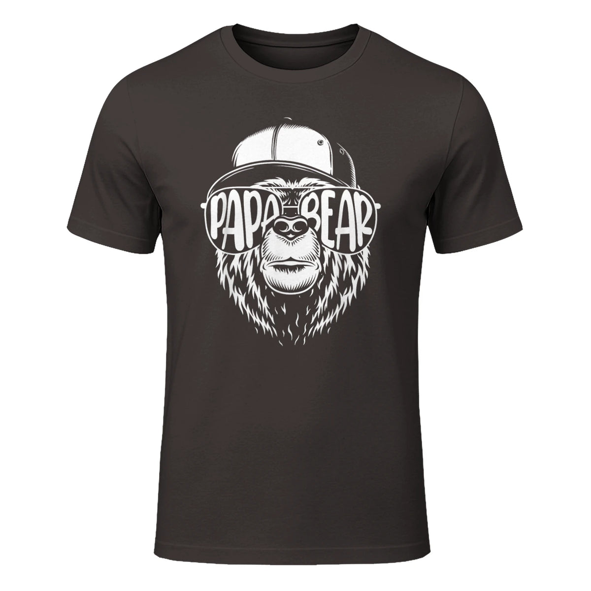 Grandfather Grandpa Son Daughter Children Gift Vatertag Schwarz Small Classic Fit Cartoon Bär Family Män in Dark Chocolate - front view