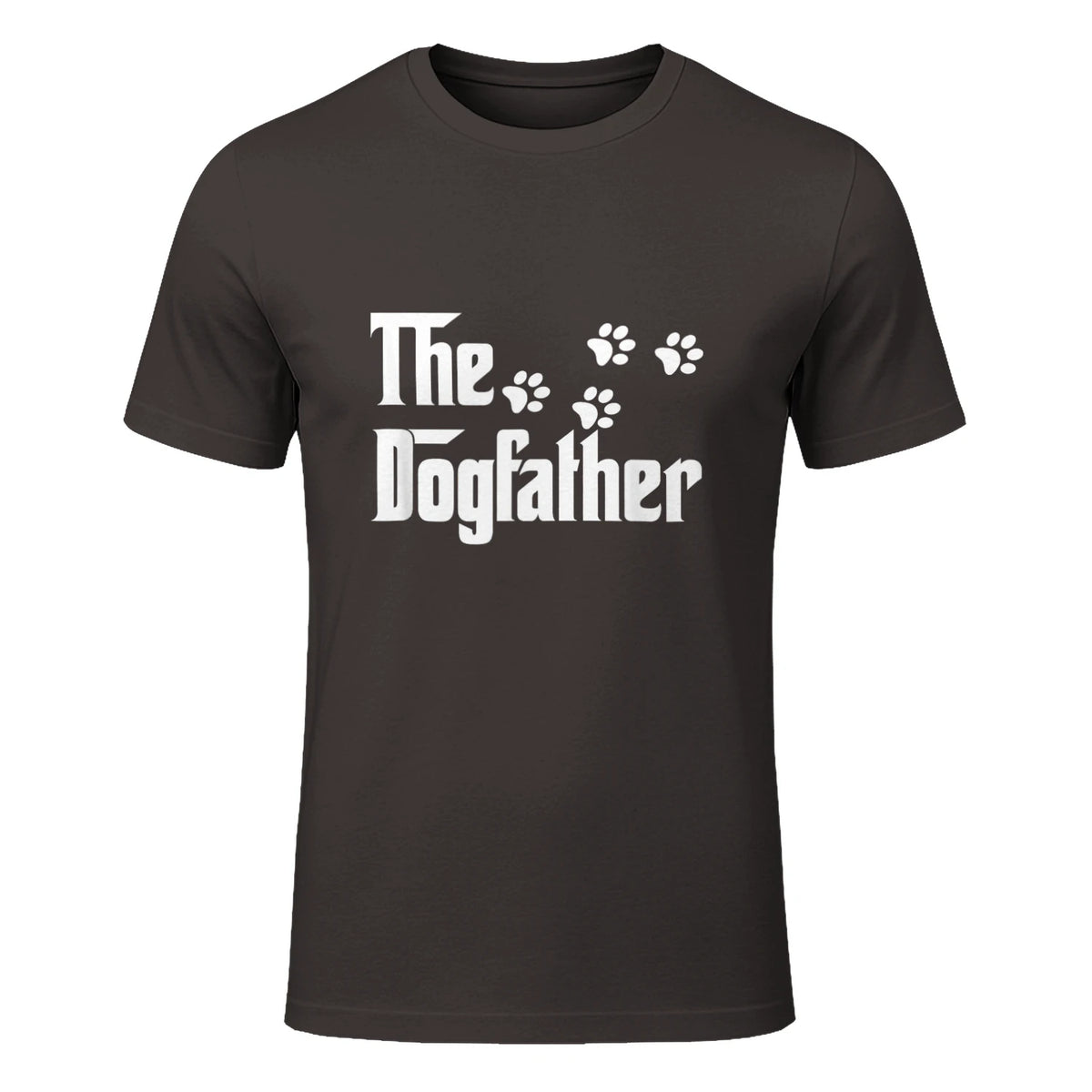 The Dogfather T-Shirt Dad Fathers Day Gift Dog Lover in Dark Chocolate - front view