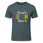 Proud Mom Autism Awareness Family Matching Shirt in Dark Heather - front view