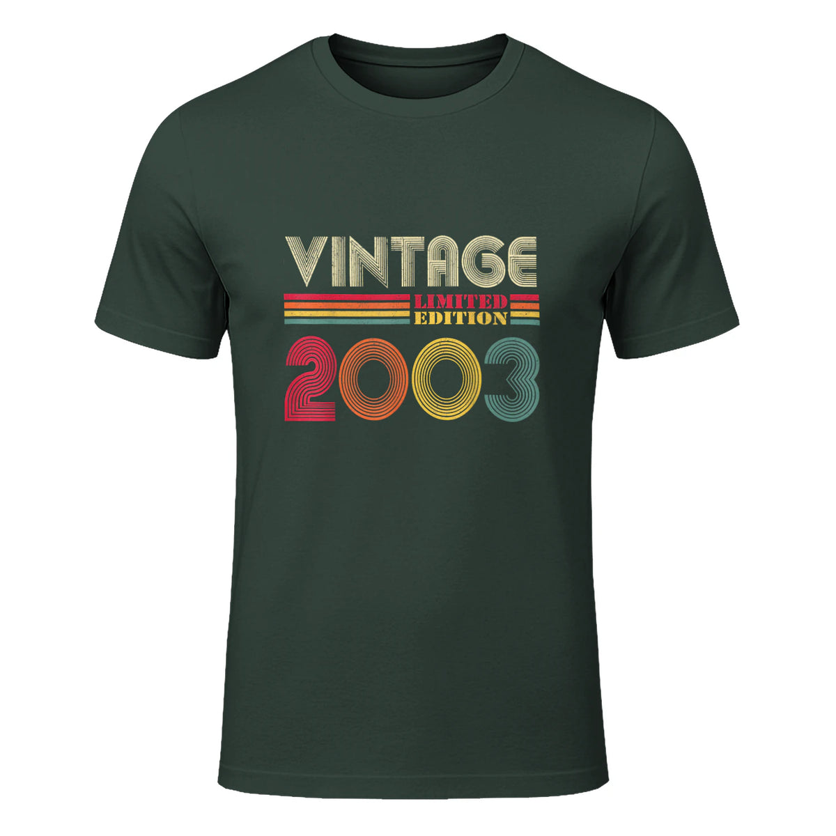 Vintage Twenty-First Birthday Gift T-Shirt in Forest Green - front view