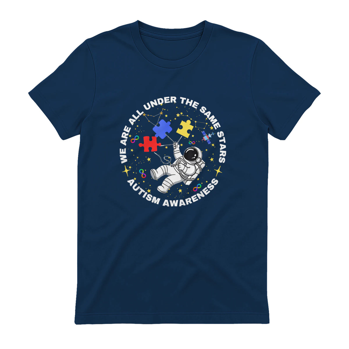 Autism We are All Under The Same Stars Space Astronaut in Navy - back view