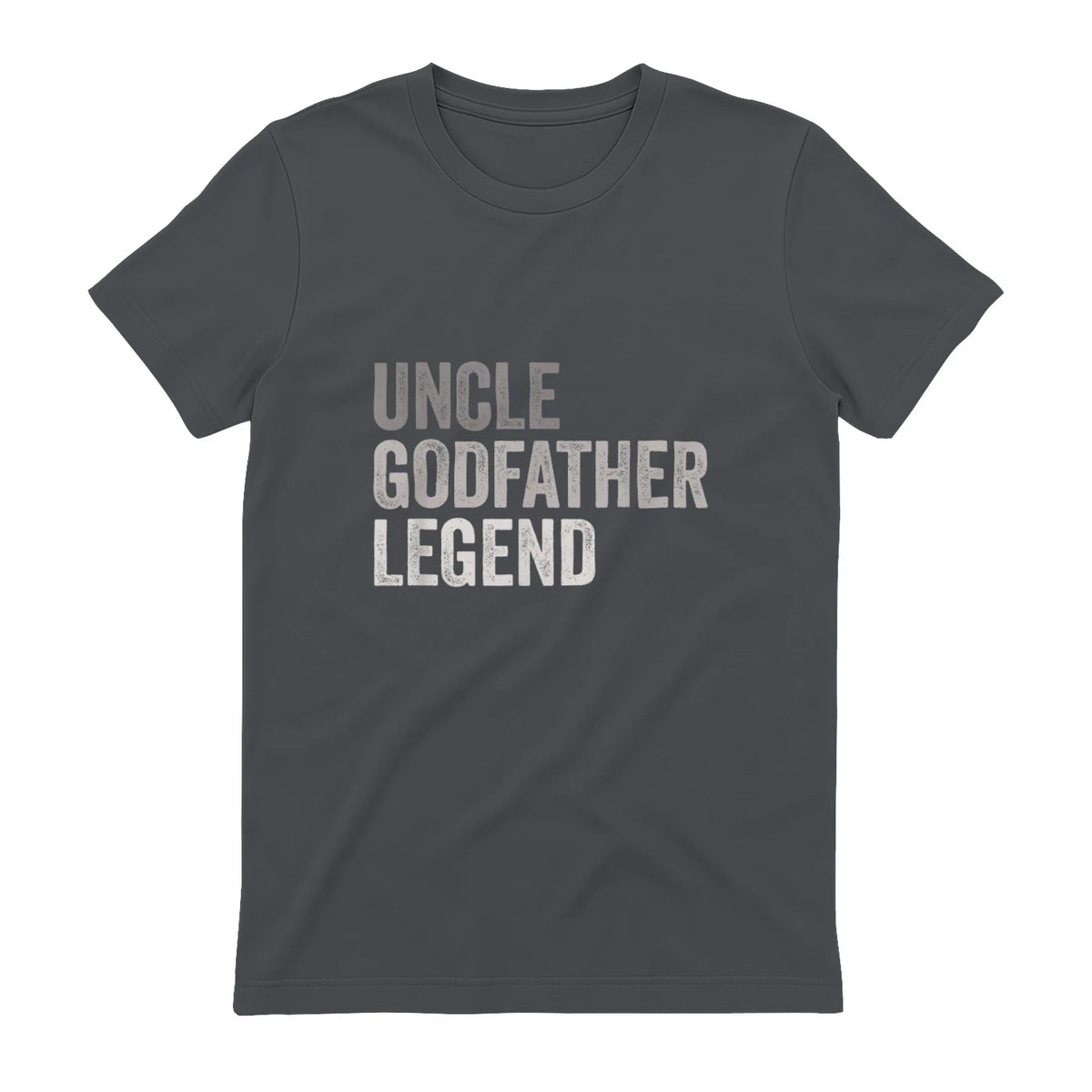 Funny Uncle Godparent Hero Message Uncle Godfather Legend For A Favorite Uncle Family Baptism T-Shirt - Black, Sm in Charcoal - back view