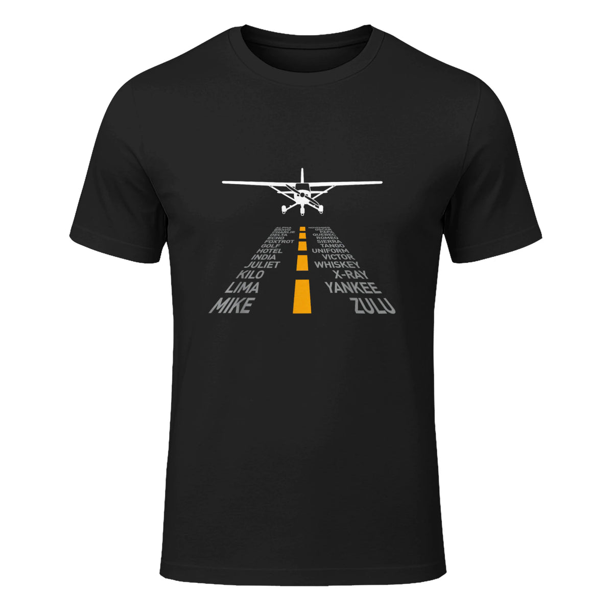 Avion RC Pilot Aéroport Piste Phonetic Alphabet Petit Avion in Black - front view