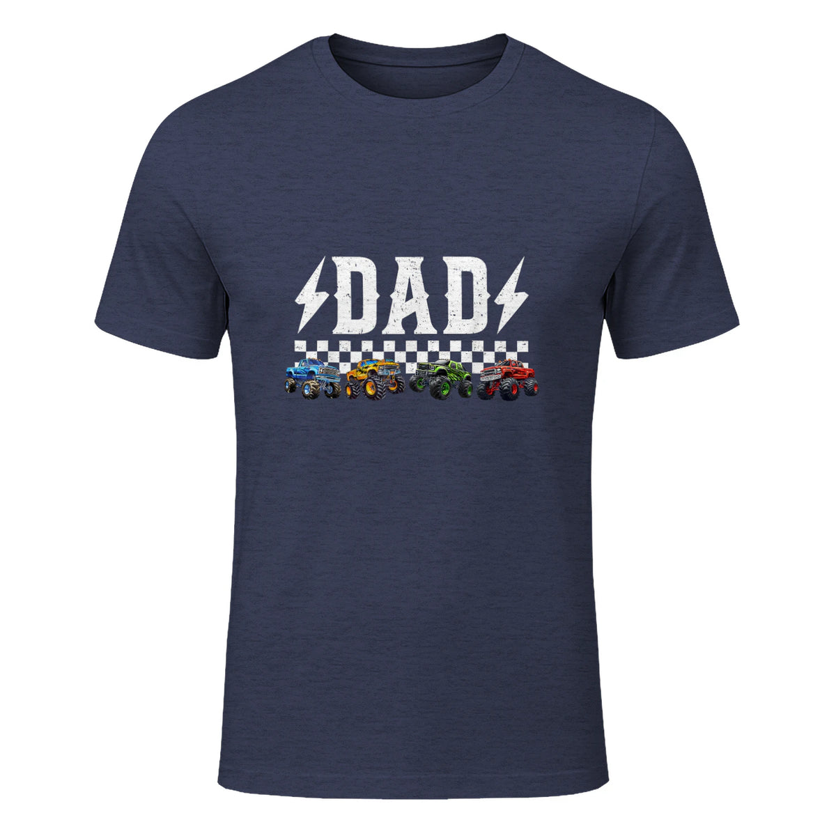 Dad Retro Monster Truck T-Shirt in Heather Navy - front view