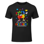 It's OK to Be Different Dabbing Puzzle Autism Awareness Kids in Black - front view