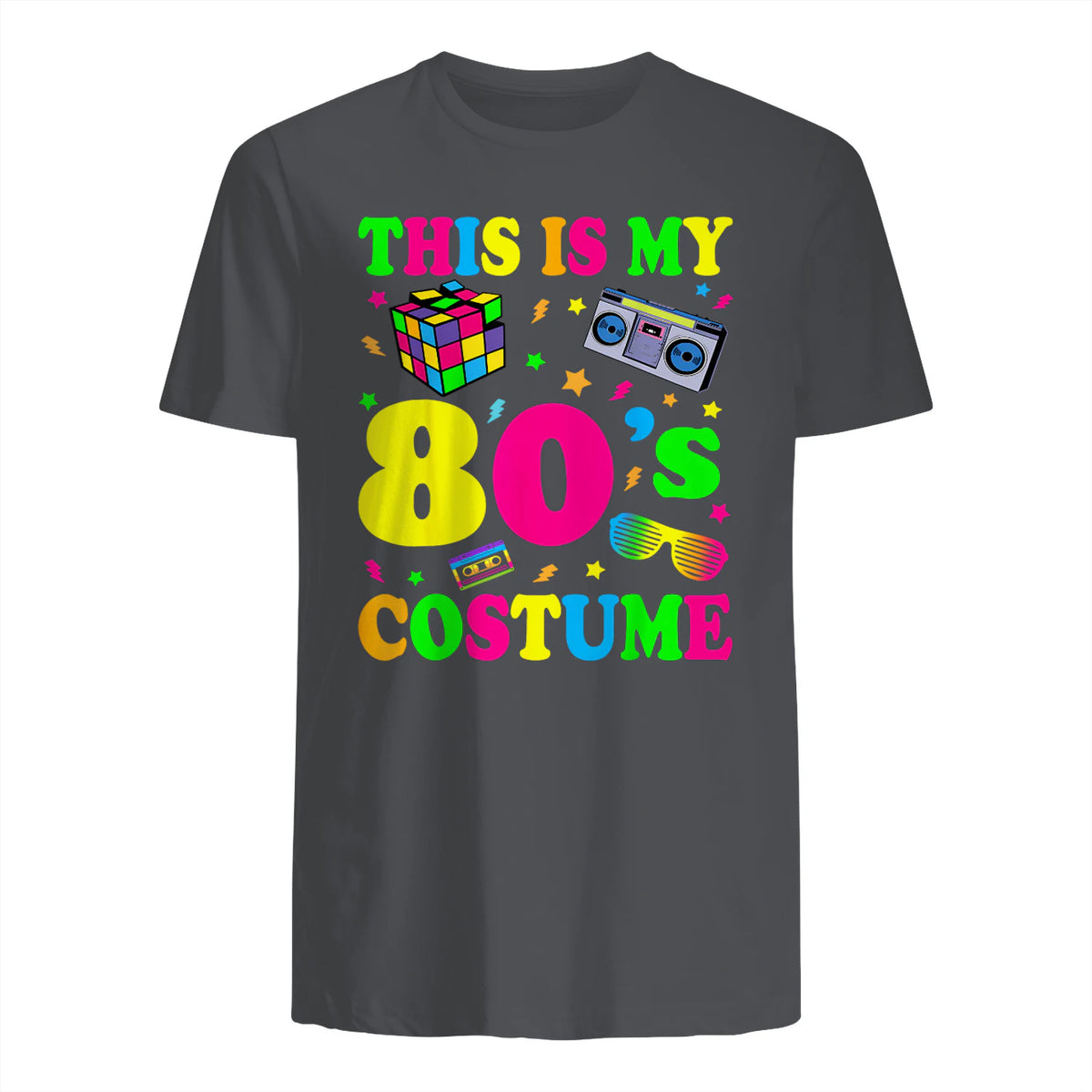This Is My Eighties Costume Party T-Shirt in Charcoal - back view