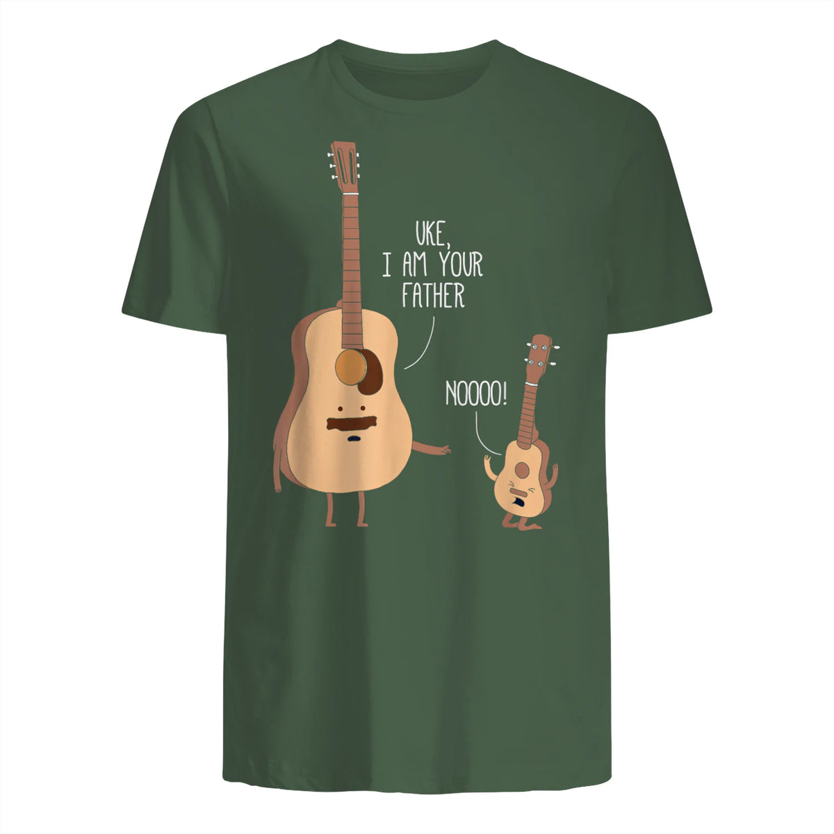 Uke I Am Your Father T Shirt Ukulele Guitar Music in Military Green - back view