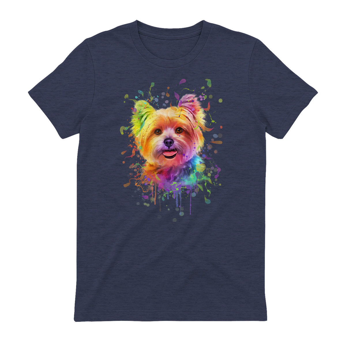 Colorful Splash Art Yorkshire Terrier Portrait Yorkshire Lover in Heather Navy - back view