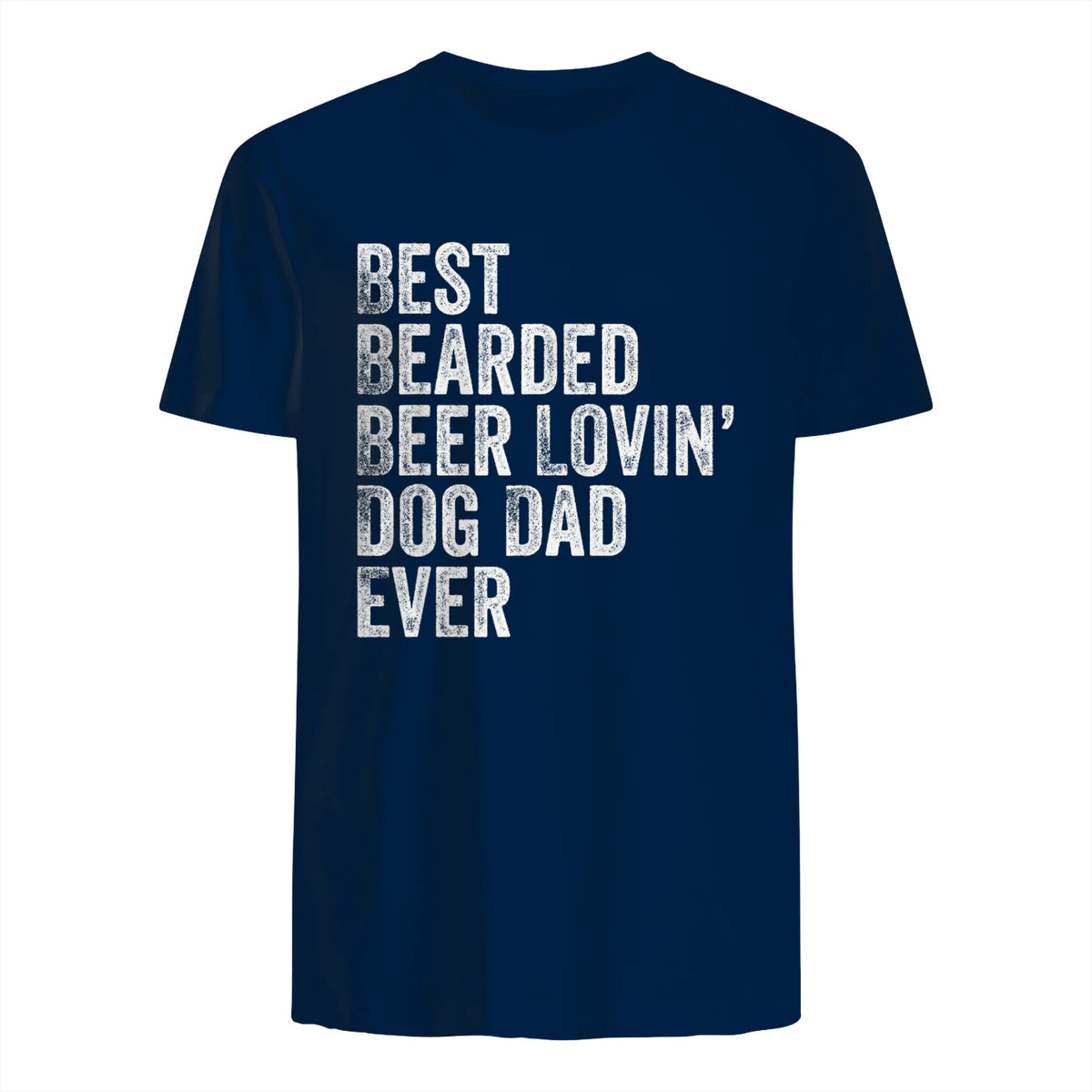 Best Bearded Beer Lovin Dog Dad T-Shirt Pet Lover Owner Gift in Navy - back view