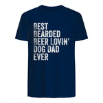 Best Bearded Beer Lovin Dog Dad T-Shirt Pet Lover Owner Gift in Navy - back view