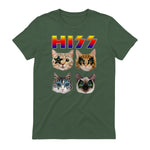 Funny Cat Hiss Rock and Roll For Cat Lover, Cat Dad, Cat mom T-Shirt in Military Green - back view