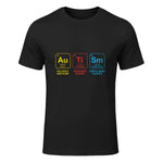 Autism Awareness Periodic Table ASD T-Shirt in Black - front view