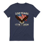 Patriotic Eagle Independence Anniversary T-Shirt in Heather Navy - back view