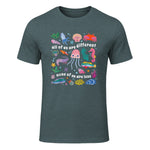 All of Us are Different None of Us are Less Autism Awareness in Dark Heather - front view
