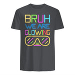 Bruh We are Glowing in My Glowing Era Hello Summer Vacation T-Shirt in Charcoal - back view